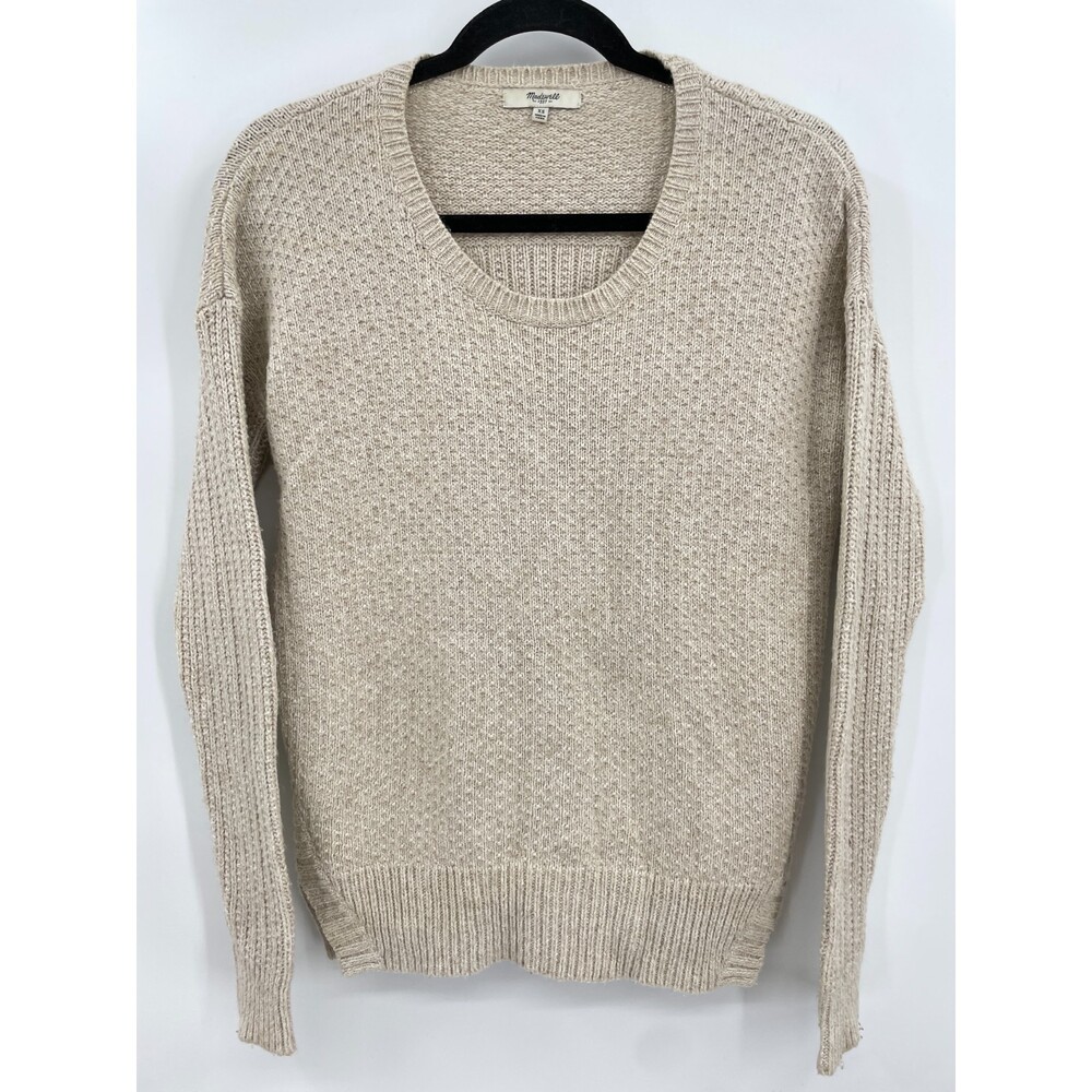 MADEWELL Cream Texture Mix Long Sleeve Knit Crew Neck Sweater Size XS
